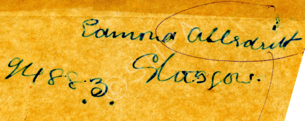 Edmond (indecipherable), Glasgow. If you can decipher the handwritten surname please contact the SHPA. # ~