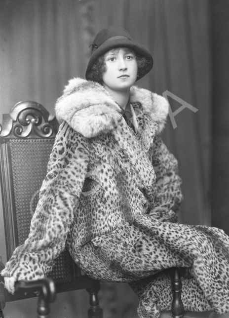 Miss Lilian Elford, Rosehaugh House, circa September 1925. Daughter of Colonel and Ethel Elford, and niece of Lilian Fletcher of Rosehaugh. Lilian became an expert horsewoman and married Captain Charles John Shaw-Mackenzie of the Newhall estate at Rosehaugh in 1933. They were known as Major and Mrs Shaw-Mackenzie of Tordarroch, and Lilian resided in Newhall until her death in 1990. 