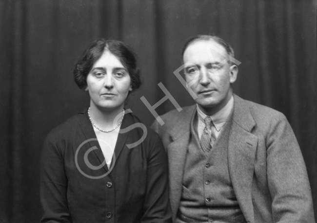 Miss Mary Philomena Constable Maxwell, Farlie House, Beauly - with her fiance Major Anthony Buxton DSO. Buxton was born in Epping Forest, Essex 1st September 1882 and died late August 1970 aged 88. Mary was born near Beauly, Inverness on 25/12/???? They married at Beauly R.C Church in February 1926. She died in March 1953.  