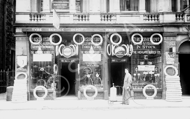 Tyre Service Depot, Inverness. Now the location of the Indian Ocean Restaurant in Academy Street, Inverness.*  