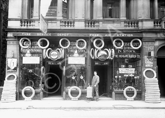 Tyre Service Depot, Inverness. Now the location of the Indian Ocean Restaurant in Academy Street, Inverness.* 