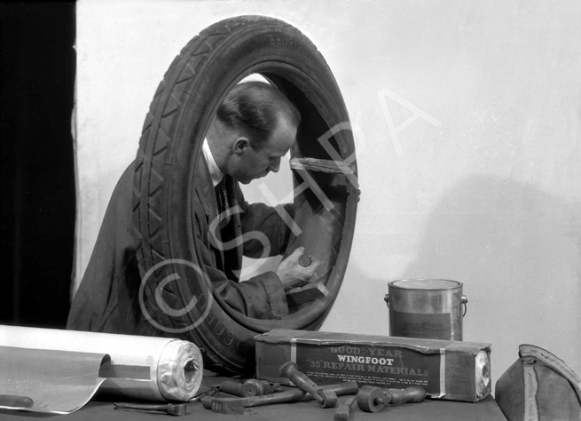 Possibly taken in the Tyre Service Depot, Academy Street, Inverness. See also images ref: 27767. # 