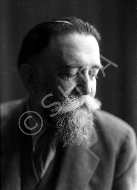 Dr Gordon Bottomley, poet and playwright born on 20th February 1874 at Eboracum Street, Keighley, Yorkshire. His favoured genre was verse drama with themes taken from Celtic and northern legend, including 'Tolmie Castle.' President of the Scottish Community Drama Association (1934 - 1948) and Vice President of the British Drama League. Bottomley died at Martinscote, Oare Wilcot, near Marlborough, Wiltshire, on 25th August 1948. (There is an image of a young boy under the same reference number, but no name is indicated).