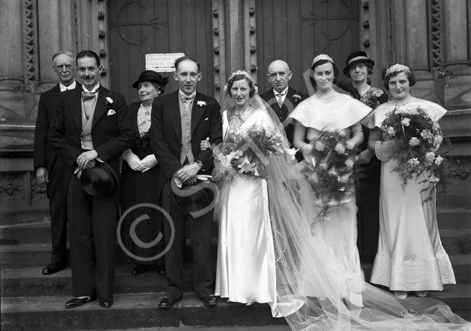 Wedding portrait on the steps of Inverness Cathedral. #