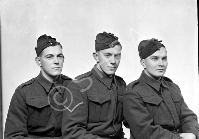 L/Cpl D. Mackenzie (centre), Seaforth Highlanders.
