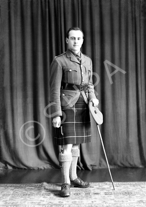 2nd Lt Lochore, Seaforth Highlanders. John Alexander Lochore was the son of Sir James Lochore and married Hazel Mary Brooke, daughter of Sir Robert Weston Brooke, 2nd Bt. and Margery Jean Geddes, on 21st February 1942. He gained the rank of Major in the service of the Seaforth Highlanders and was killed in action on 30th June 1944 at Normandy, France. 