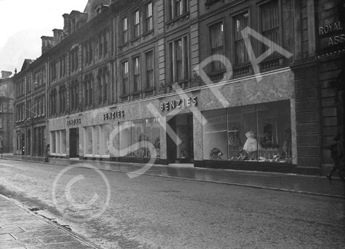 Benzies in Union Street, Inverness. Located there until 1957, the building is now occupied by the British Heart Foundation Furniture and Electrical store and Rogerson Footwear on the right.* 
