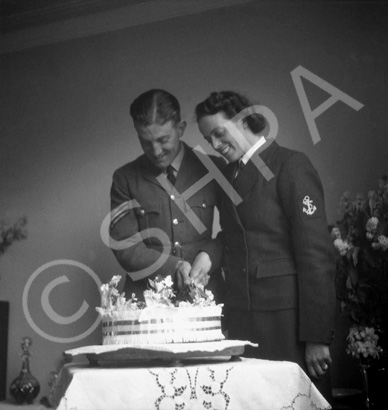 Crookall - Saunders wedding day, July or August 1941 at 7 Culduthel Gardens, Inverness. John Crookall, later a Pilot Officer based in Orkney, married Hilda Saunders at the home of her sister, Stella Paterson and her husband Hector, son of the famous photographer Andrew Paterson (1877-1948).  
