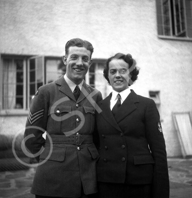 Crookall - Saunders wedding day, July or August 1941 at 7 Culduthel Gardens, Inverness. John Crookall, later a Pilot Officer based in Orkney, married Hilda Saunders at the home of her sister, Stella Paterson and her husband Hector, son of the famous photographer Andrew Paterson (1877-1948).  