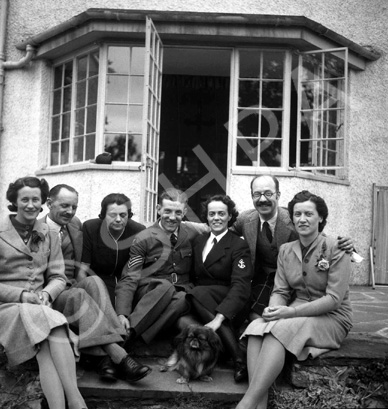 Crookall - Saunders wedding day, July or August 1941 at 7 Culduthel Gardens, Inverness. John Crookall, later a Pilot Officer based in Orkney, married Hilda Saunders at the home of her sister, Stella Paterson and her husband Hector, son of the famous photographer Andrew Paterson (1877-1948).  