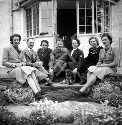 Crookall - Saunders wedding day, July or August 1941 at 7 Culduthel Gardens, Inverness. John Crookall, later a Pilot Officer based in Orkney, married Hilda Saunders at the home of her sister, Stella Paterson and her husband Hector, son of the famous photographer Andrew Paterson (1877-1948).  