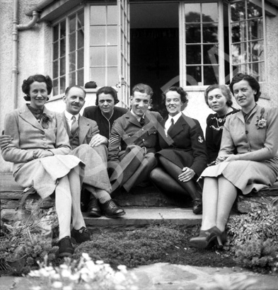 Crookall - Saunders wedding day, July or August 1941 at 7 Culduthel Gardens, Inverness. John Crookall, later a Pilot Officer based in Orkney, married Hilda Saunders at the home of her sister, Stella Paterson and her husband Hector, son of the famous photographer Andrew Paterson (1877-1948).  