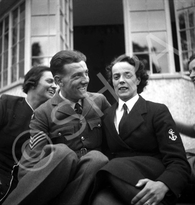 Crookall - Saunders wedding day, July or August 1941 at 7 Culduthel Gardens, Inverness. John Crookall, later a Pilot Officer based in Orkney, married Hilda Saunders at the home of her sister, Stella Paterson and her husband Hector, son of the famous photographer Andrew Paterson (1877-1948).  