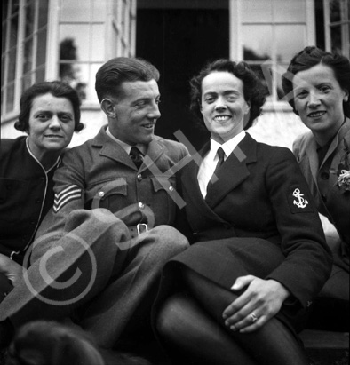 Crookall - Saunders wedding day, July or August 1941 at 7 Culduthel Gardens, Inverness. John Crookall, later a Pilot Officer based in Orkney, married Hilda Saunders at the home of her sister, Stella Paterson and her husband Hector, son of the famous photographer Andrew Paterson (1877-1948).  