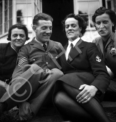 Crookall - Saunders wedding day, July or August 1941 at 7 Culduthel Gardens, Inverness. John Crookall, later a Pilot Officer based in Orkney, married Hilda Saunders at the home of her sister, Stella Paterson and her husband Hector, son of the famous photographer Andrew Paterson (1877-1948).  