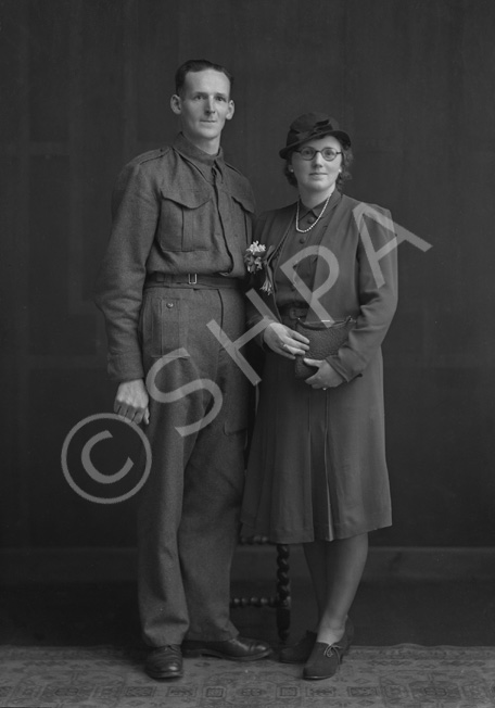 Liddell, bridal, groom in army uniform.