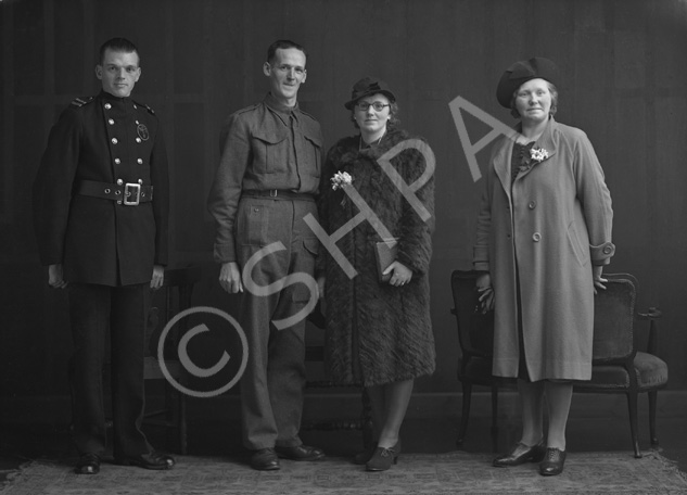 Liddell, bridal group, groom in army uniform, groomsman in NFS uniform. 