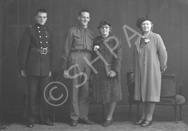 Liddell, bridal group, groom in army uniform, groomsman in NFS uniform. 