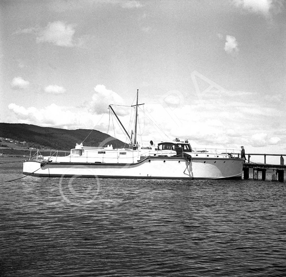 Jack Baxter. Polaris. February 1964. What appears to be a renovated WWII-period motor torpedo boat in Thornbush Quay, Anderson Street, Inverness. *