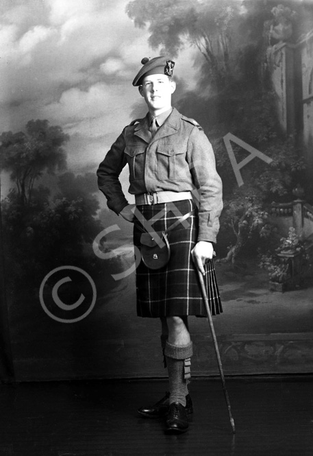 Lt MacLeod, Stratton House. Major Jock K. McLeod as a subaltern officer c1950. He served in the Seaforth Highlanders 1949-1961, and was well known as a Trans-Atlantic sailor.