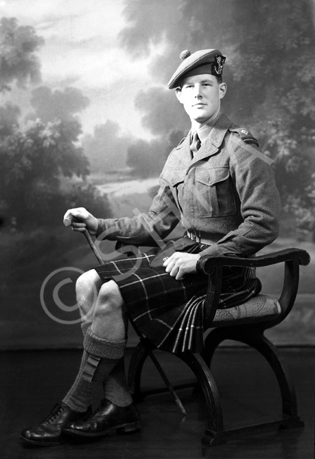 Lt MacLeod, Stratton House. Major Jock K. McLeod as a subaltern officer c1950. He served in the Seaforth Highlanders 1949-1961, and was well known as a Trans-Atlantic sailor.