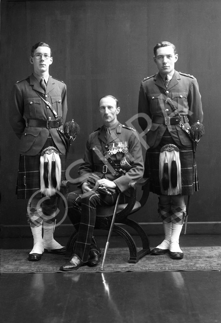 Brigadier Eneas Grant, born 1901, belonged to a family which served in the Seaforth Highlanders for four generations. He served in the regiment from 1920 to 1955, when he retired to his house and hill farm at Tomatin. Both his sons joined the Seaforth, the elder being killed in action in Korea in 1951. The supplement to the London Gazette of October 1945 announced 'The KING has been graciously pleased to approve the following awards in recognition of gallant and distinguished services in North-West Europe: Brigadier (acting) Eneas Henry George GRANT, D.S.O., M.C. (18829), The Seaforth Highlanders (Ross-shire Buffs, The Duke of Albany's) (Tomatin, Inverness).' An un-dated newspaper cutting from 1951 is filed with the negatives. It announces his being awarded a C.B.E. and states: 'Brigadier (Temporary) Eneas Henry George Grant, D.S.O, M.C., late Infantry. Brigadier Grant is the only surviving son of the late Col. H.G. Grant and of Mrs I. Grant, Balnespick, Tomatin, and his house is at Auchenfroe, Nairn. He was awarded the M.C. when serving with his regiment, The Seaforth Highlanders, in Palestine in 1936, and won the D.S.O. in 1944, gaining a Bar to it in 1945.' 