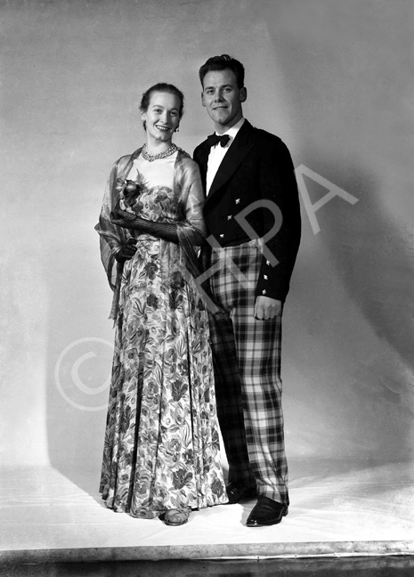 R.S. MacDonald, Eastgate, Inverness. December 1953. This is Captain James MacPherson who worked in R.S. MacDonald. He was a Scoutmaster in the 21st Inverness Old High Scouts when they met in the Scout Hut on Strothers Lane in the 1950s. It's believed he was an officer in the Gordon Highlanders and always wore tartan trews for evening dress instead of a kilt since he had an artificial leg. He left Inverness in 1955.  His dancing partner is Nursing Sister  F.I. MacPherson, Q.A.R.N.N.S. of the Royal Naval Hospital, Gosport.  Identification and information submitted by Duncan Chisholm.