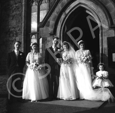 Jack and Pat Miller, 'Broomfield,' February 1954. Outside the Old High Church on Church Street, Inverness.