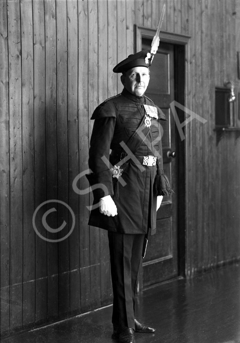 Brigadier Kenneth James Garner Garner-Smith OBE, in the dress of the Royal Company of Archers. He joined the Seaforth Highlanders in 1927 and retired as a Brigadier in 1957. He lived at Aird House, Inverness and was a Burgh Councillor for 11 years. Married Mary Jean Macdonald (1914-2013) on 4th July 1933 at St. Marks Church, London. He died in 1994. Parents of Mary-Jean, Caroline and Jamie.