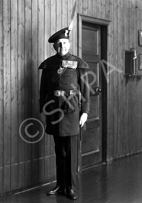 Brigadier Kenneth James Garner Garner-Smith OBE, in the dress of the Royal Company of Archers. He joined the Seaforth Highlanders in 1927 and retired as a Brigadier in 1957. He lived at Aird House, Inverness and was a Burgh Councillor for 11 years. Married Mary Jean Macdonald (1914-2013) on 4th July 1933 at St. Marks Church, London. He died in 1994. Parents of Mary-Jean, Caroline and Jamie.
