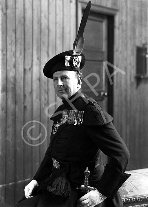 Brigadier Kenneth James Garner Garner-Smith OBE, in the dress of the Royal Company of Archers. He joined the Seaforth Highlanders in 1927 and retired as a Brigadier in 1957. He lived at Aird House, Inverness and was a Burgh Councillor for 11 years. Married Mary Jean Macdonald (1914-2013) on 4th July 1933 at St. Marks Church, London. He died in 1994. Parents of Mary-Jean, Caroline and Jamie.