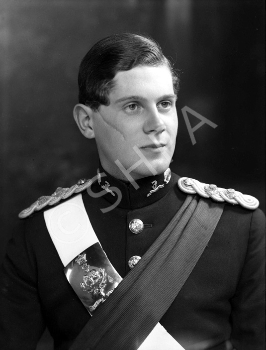 Lieutenant John C.O.R Hopkinson photographed in about 1956 as Adjutant of the Seaforth Highlanders Depot at Fort George. He later commanded 1st Battalion Queen's Own Highlanders 1972-74, and was Colonel of the Regiment 1983-94. On retiring as a Major General in 1984 he was awarded the CB and became Director of the British Field Sports Society.
