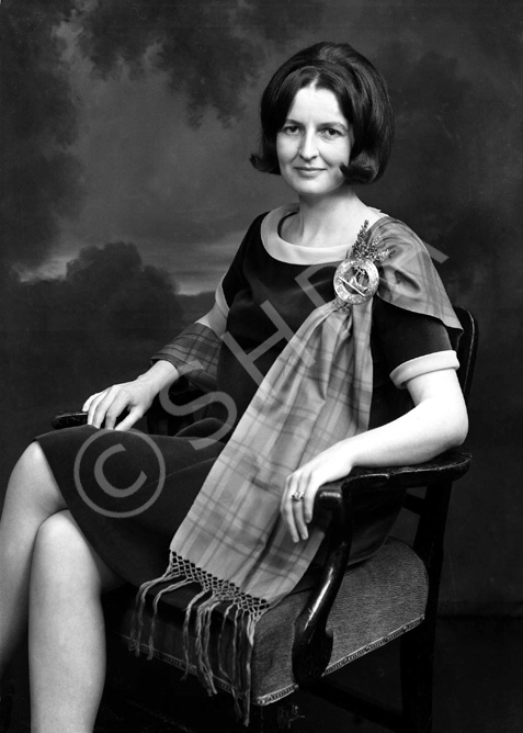 Mrs Miesegaes, Aird Cottage. She is wearing the MacDonald clan badge. (See also 47441a/e).  