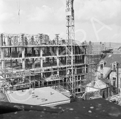 Building and construction of Caledonia House, now the Penta Hotel in Academy Street, Inverness. Originally the site of the Empire Theatre which was demolished in 1971, Caledonia House first appears in the Valuation Rolls of 1973-74. Campbell & Co Contractors. See also H-0072a-b. * 