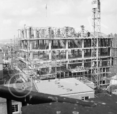 Building and construction of Caledonia House, now the Penta Hotel in Academy Street, Inverness. Originally the site of the Empire Theatre which was demolished in 1971, Caledonia House first appears in the Valuation Rolls of 1973-74. Campbell & Co Contractors. See also H-0072a-b. * 