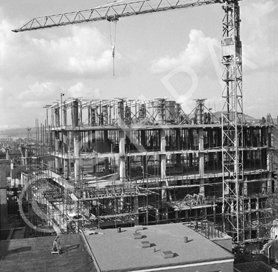 Building and construction of Caledonia House, now the Penta Hotel in Academy Street, Inverness. Originally the site of the Empire Theatre which was demolished in 1971, Caledonia House first appears in the Valuation Rolls of 1973-74. Campbell & Co Contractors. See also H-0072a-b. * 