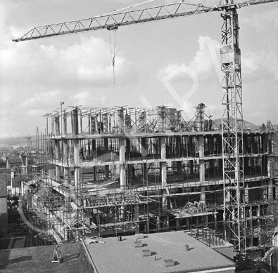 Building and construction of Caledonia House, now the Penta Hotel in Academy Street, Inverness. Originally the site of the Empire Theatre which was demolished in 1971, Caledonia House first appears in the Valuation Rolls of 1973-74. Campbell & Co Contractors. See also H-0072a-b. * 