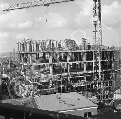 Building and construction of Caledonia House, now the Penta Hotel in Academy Street, Inverness. Originally the site of the Empire Theatre which was demolished in 1971, Caledonia House first appears in the Valuation Rolls of 1973-74. Campbell & Co Contractors. See also H-0072a-b. * 