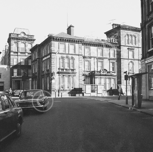 Station Hotel and Station Square, Inverness, 1971. (Now Royal Highland Hotel.) *.....