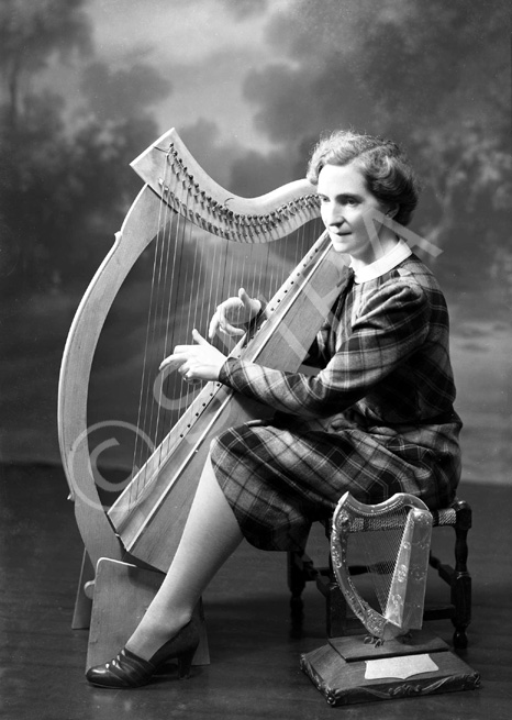 Miss Rhoda MacPherson, Crown Drive, Inverness. She had been awarded first prize at the Gaelic Mod at Dundee on 30th September 1937 for the best performance of Celtic Music on the clarsach.