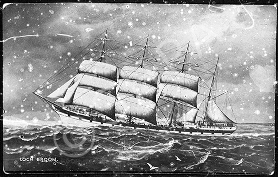 Murchison. Sailing ship Loch Broom painting. October 1952. Damaged negative......