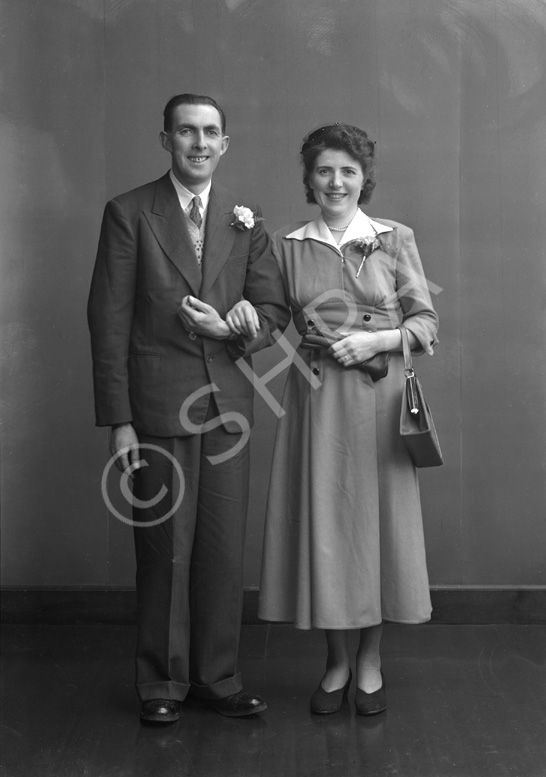 Murdo Montgomery and his bride Johanna Nicolson, both from the village of Ranish, Isle of Lewis, who married in Inverness in 1955. 