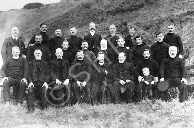 Copy of Ardersier fishermen and a minister c1900 for Mr Johnstone, Australia. Seated left to right: .....