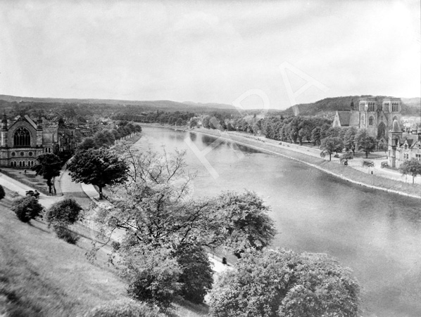Mrs Thornton, Culduthel Road, Inverness. River Ness from the castle grounds, showing Castle Road and.....