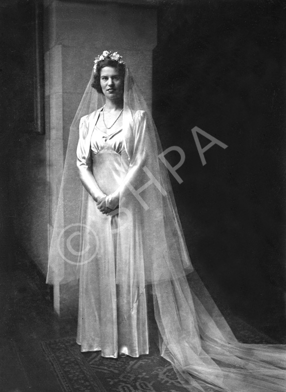 Dawn Ritchie bridal, in the Main Hall at Ardlarach House in Tain. She married Norwegian Eric Prydz and went to live in Norway.