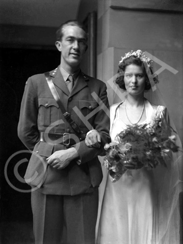 Dawn Ritchie and Norwegian Eric Prydz bridal, in the Main Hall at Ardlarach House in Tain. They went to live in Norway.