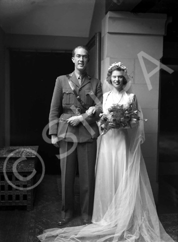 Dawn Ritchie and Norwegian Eric Prydz bridal, in the Main Hall at Ardlarach House in Tain. They went to live in Norway.