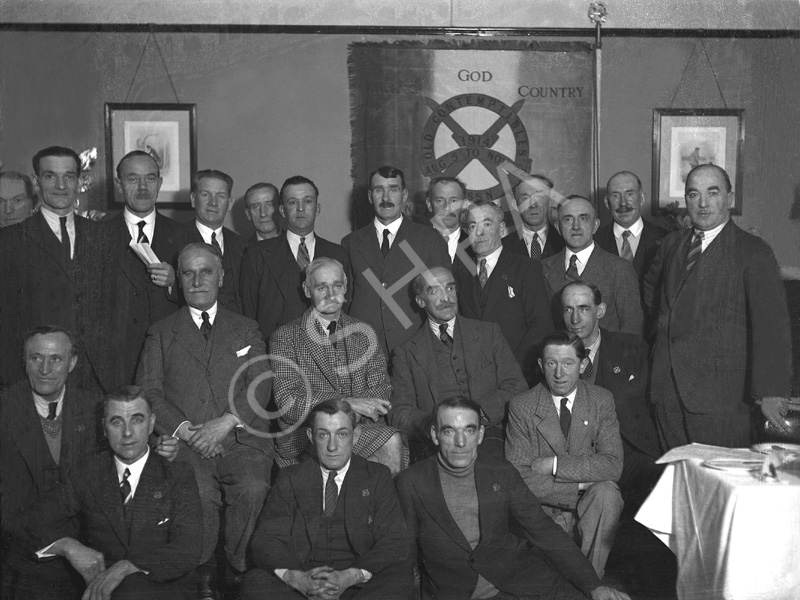 Meeting of the Old Contemptibles Association (Aug 5-Nov 22 1914). The Old Contemptibles Association was founded by Capt J.P Danny, RA on 25th June 1925. The Association had 178 branches in the UK and 14 overseas branches. All members were known as 'chums.' The banner in the background now hangs in the Inverness Town House. #