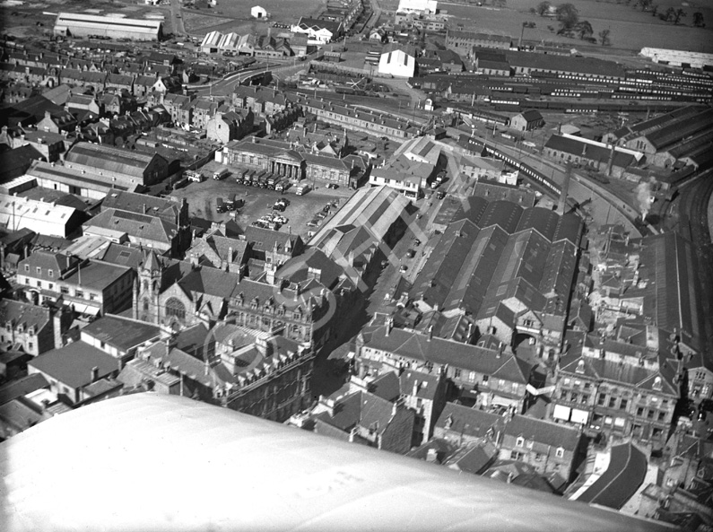 Aerial view over Inverness, with Bells School, Farraline Park, in the centre (now the library). See also H-0199 and H-0071a/b. *