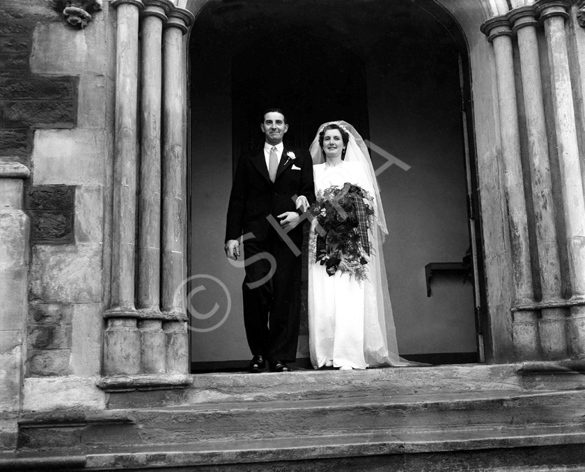 MacFarquhar wedding outside St. Columba High Church, Inverness. 